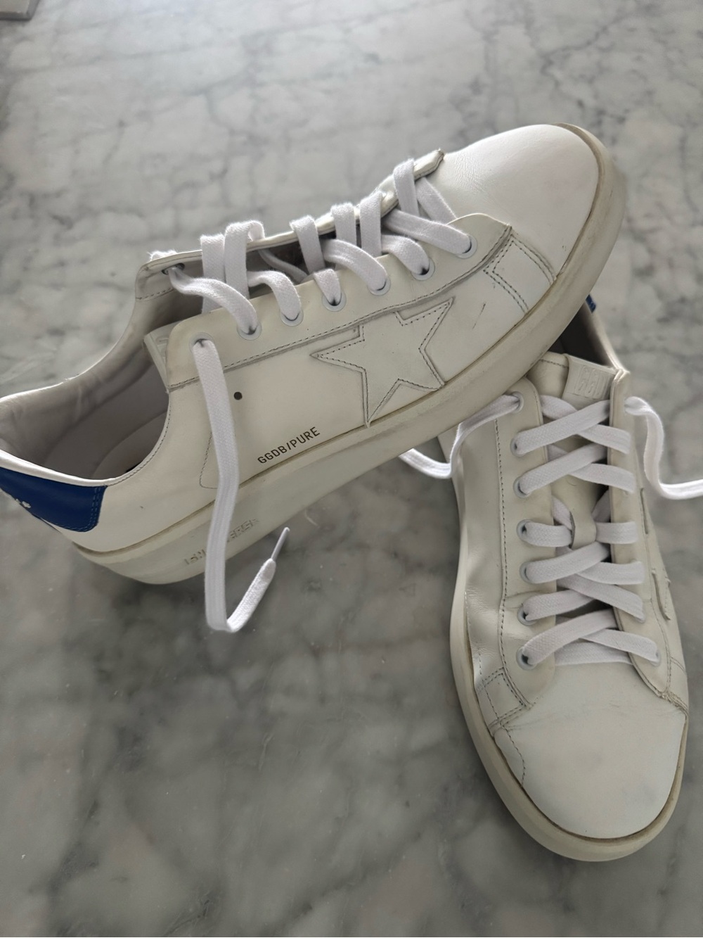 SOLD OUT Golden Goose Men’s Pure Star White and Blue Leather Sneakers - Sz EU44